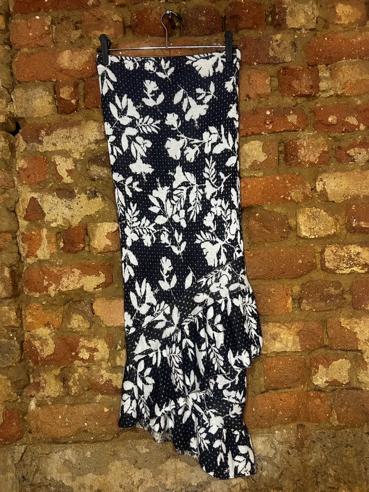Saia Midi Tricot Maria Filô Estampada com Babado Tamanho P