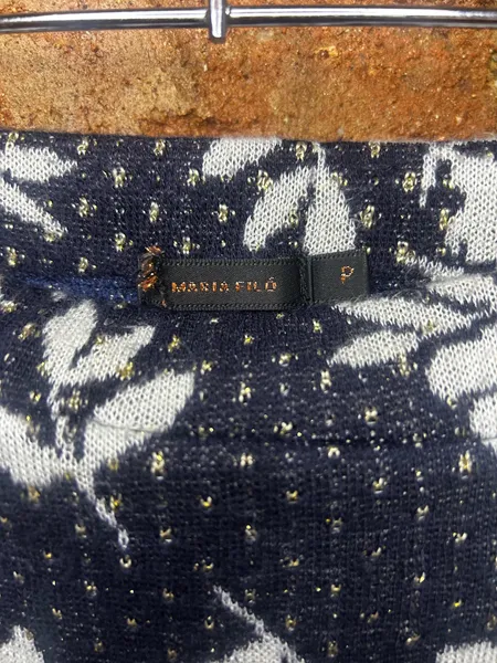 Saia Midi Tricot Maria Filô Estampada com Babado Tamanho P