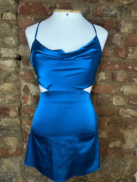 Vestido Curto Festa Azul Royal Acetinado Tamanho PP