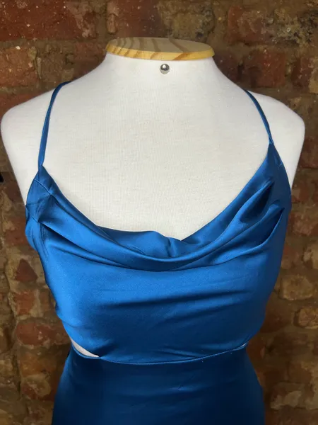 Vestido Curto Festa Azul Royal Acetinado Tamanho PP