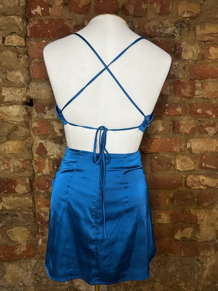 Vestido Curto Festa Azul Royal Acetinado Tamanho PP