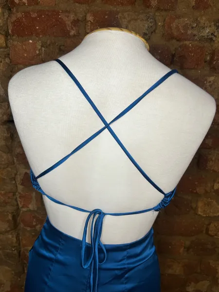 Vestido Curto Festa Azul Royal Acetinado Tamanho PP