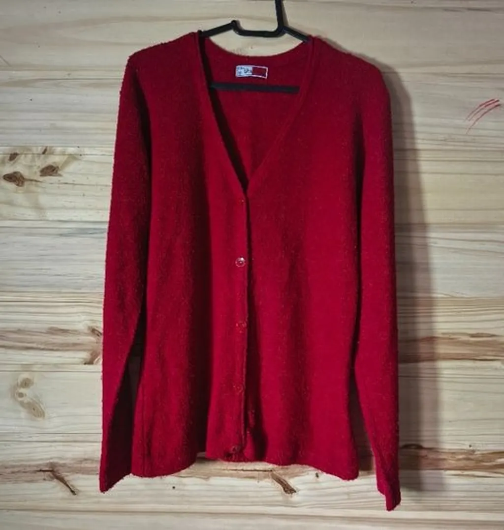cardigan vintage vermelho malhas de lã