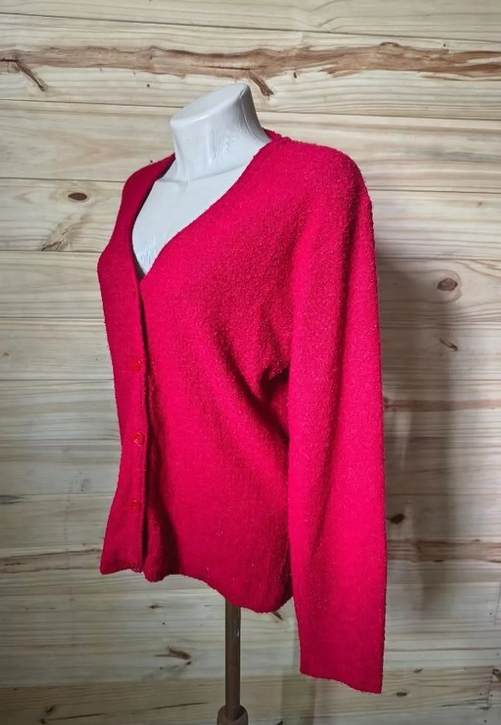 cardigan vintage vermelho malhas de lã