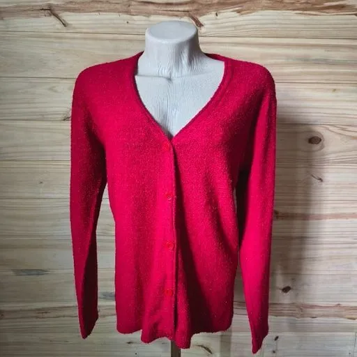 cardigan vintage vermelho malhas de lã