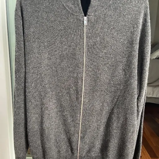 CARDIGÃ DE MALHA COM CAPUZ CINZA ESCURO MASSIMO DUTTI ORIGINAL