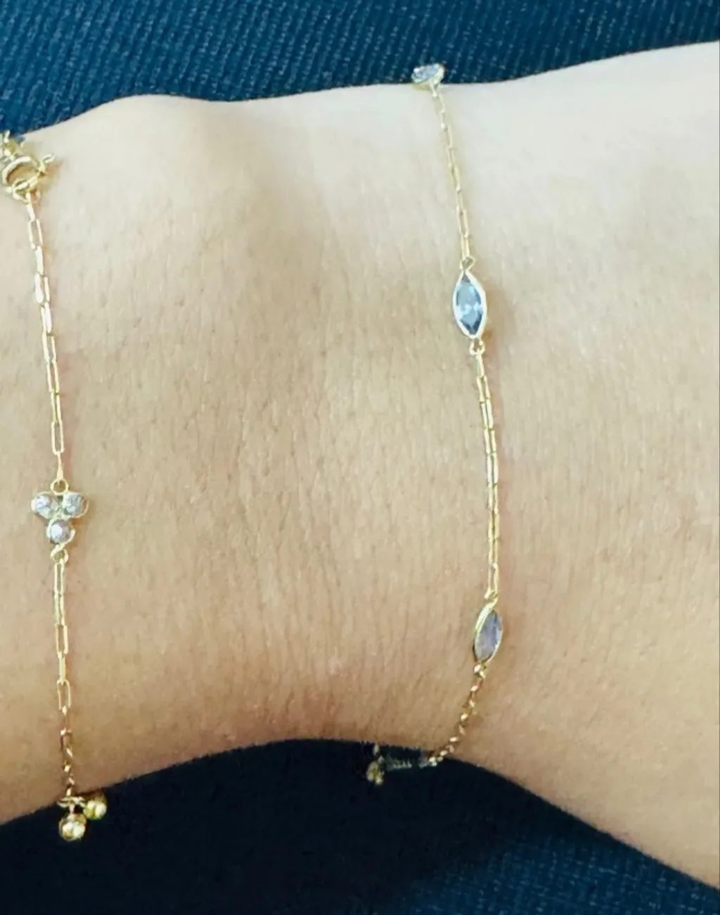 pulseira em ouro 18k 750 com zirconias azul