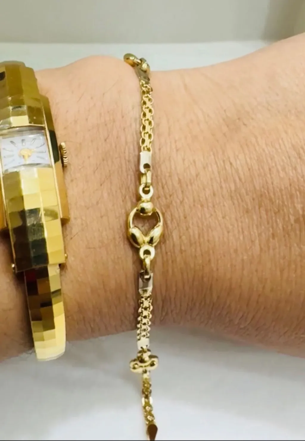 pulseira em ouro 18k 750 amarelo e branco