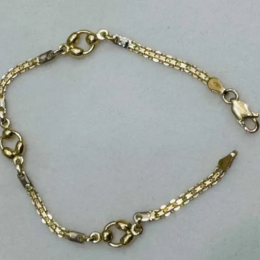pulseira em ouro 18k 750 amarelo e branco