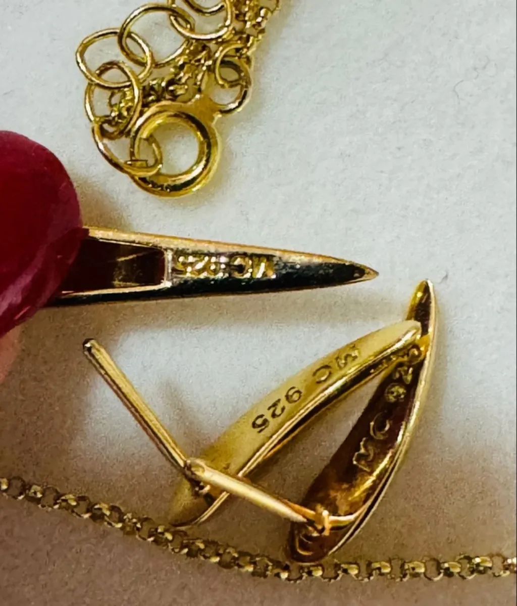 Conjunto Monte Carlo colar e brincos prata 925 banhado a ouro 18