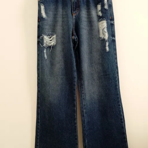 calça jeans  wide leg duplo sentido