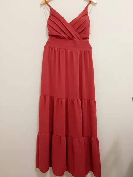 vestido longo feminino terracota