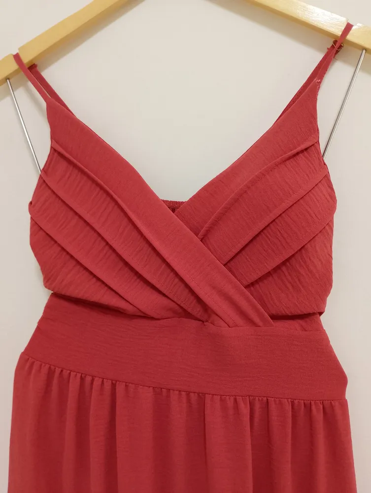 vestido longo feminino terracota