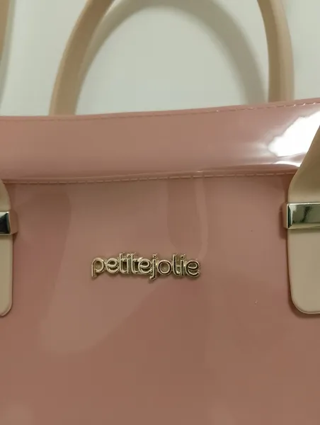 bolsa petite jolie rosa com alça bege