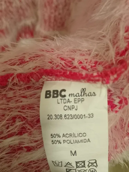 blusa de tricô feminina rosa e branca