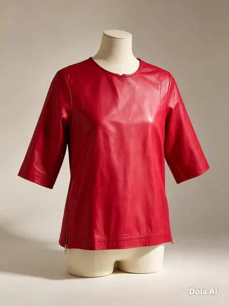 blusa animale couro legítimo vermelha