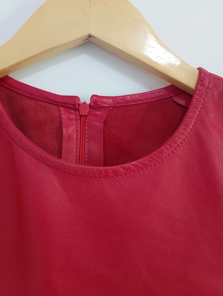blusa animale couro legítimo vermelha