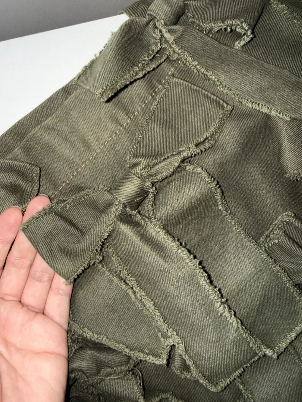 bolsa em sarja verde laços