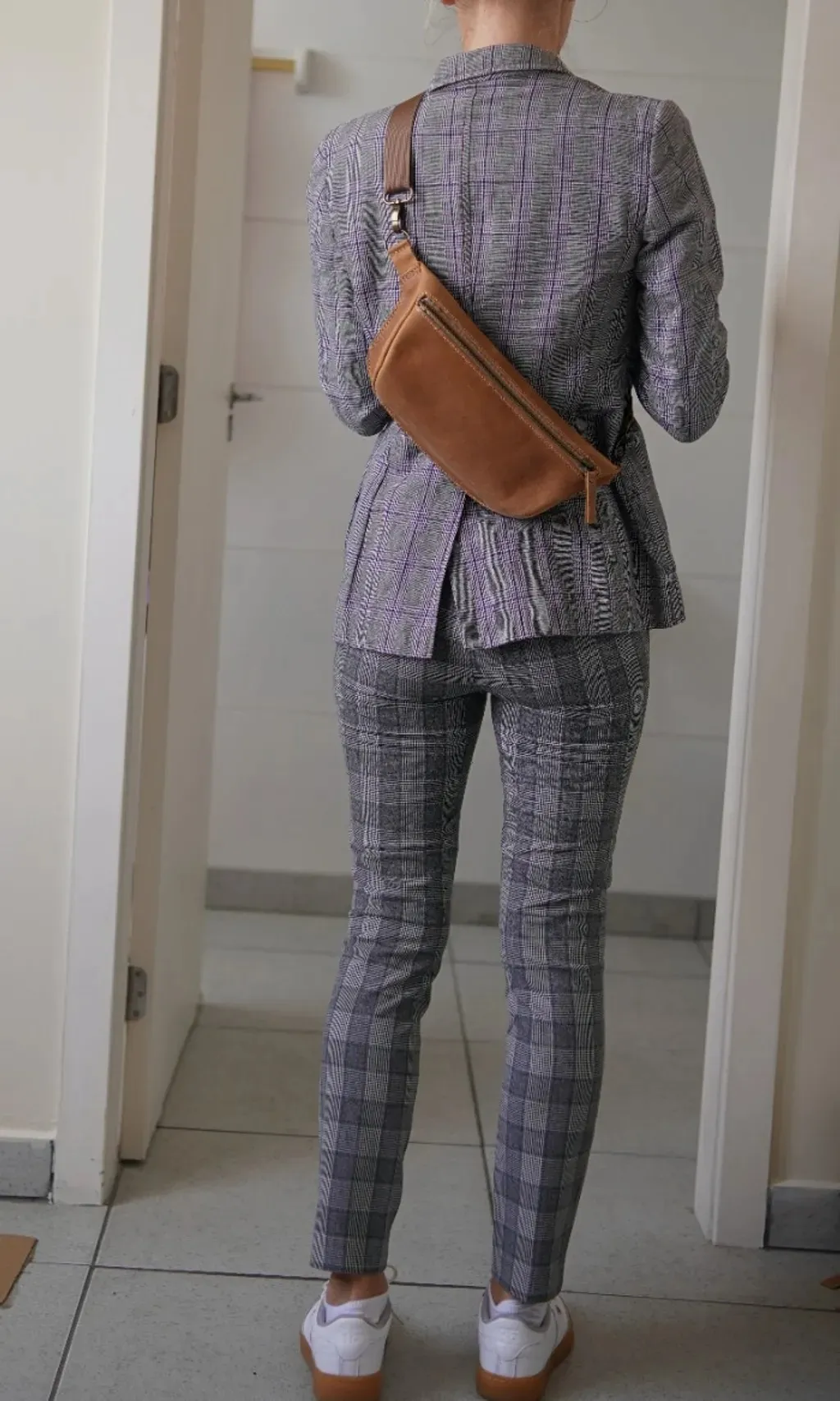 conjunto xadrez de linho blazer, calça zara