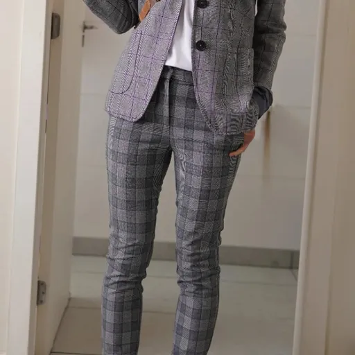 conjunto xadrez de linho blazer, calça zara