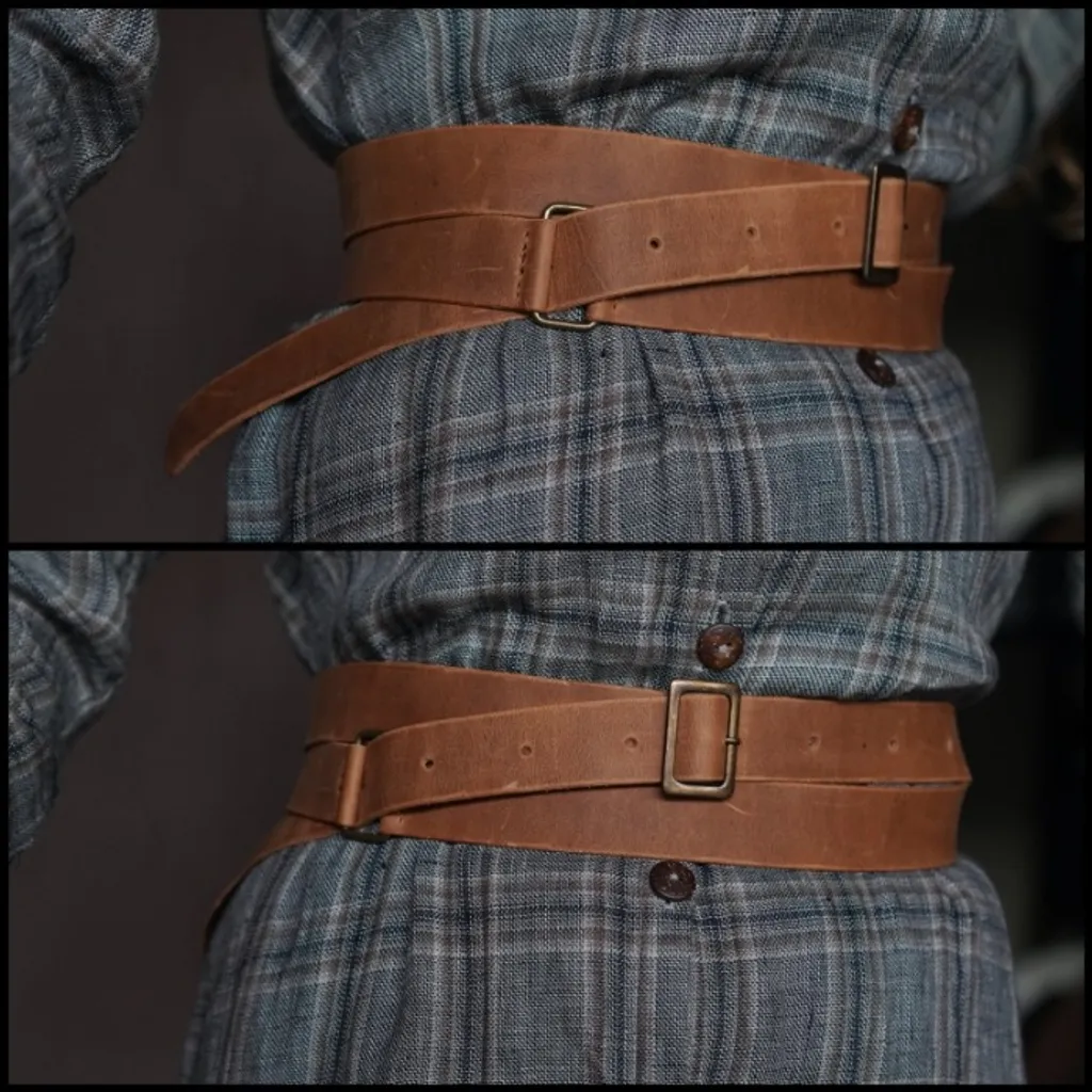 cinto de duas voltas de couro legitimo com bolso