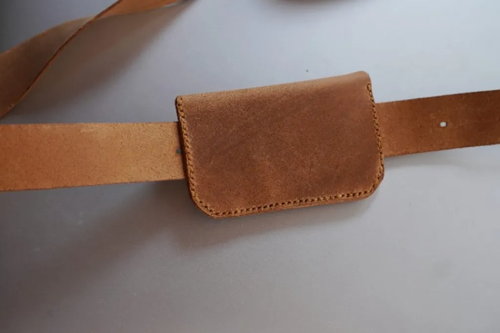 cinto de duas voltas de couro legitimo com bolso