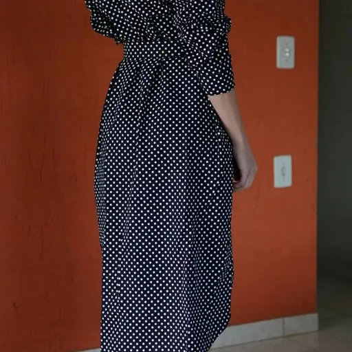 vestido chemise poa midi novo