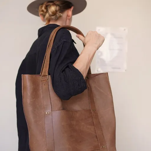 Bolsa tote shopper couro legitimo unisex
