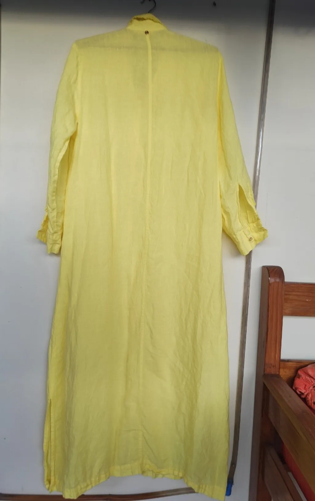 vestido chemise maxi de linho puro