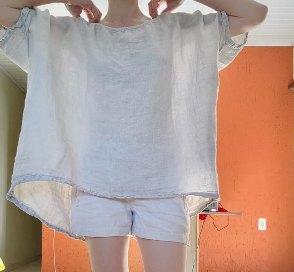 camisa oversized de linho puro boho