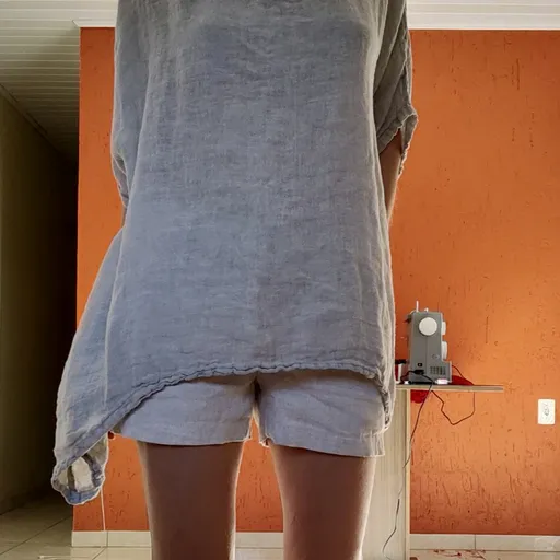 camisa oversized de linho puro boho