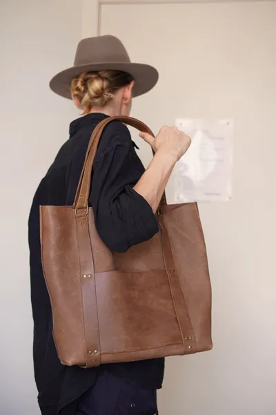 Bolsa tote shopper couro legitimo unisex