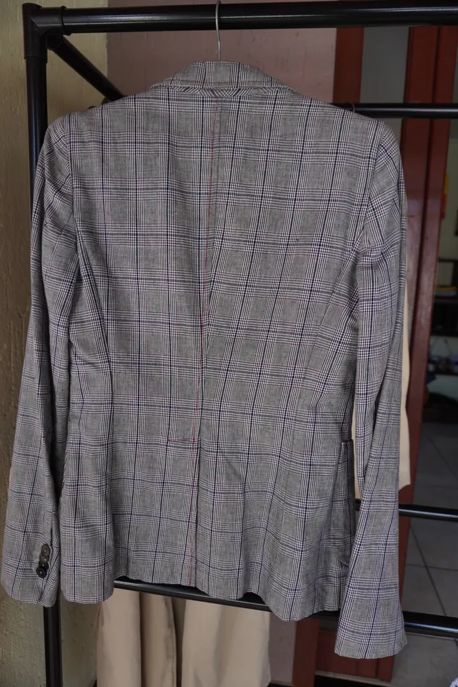 blazer italiano linho xadrez pinko
