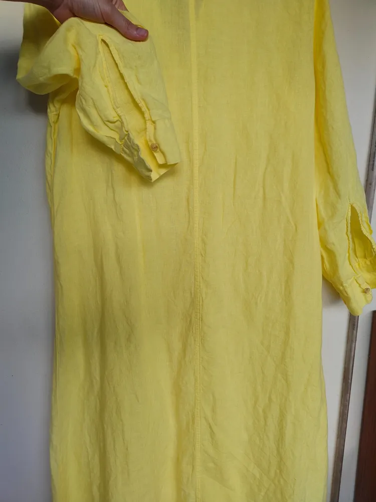 vestido chemise maxi de linho puro
