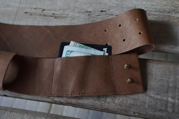cinto de couro legitimo com bolso interno