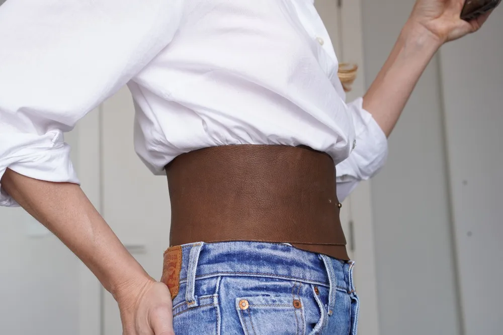 cinto corset de couro legitimo