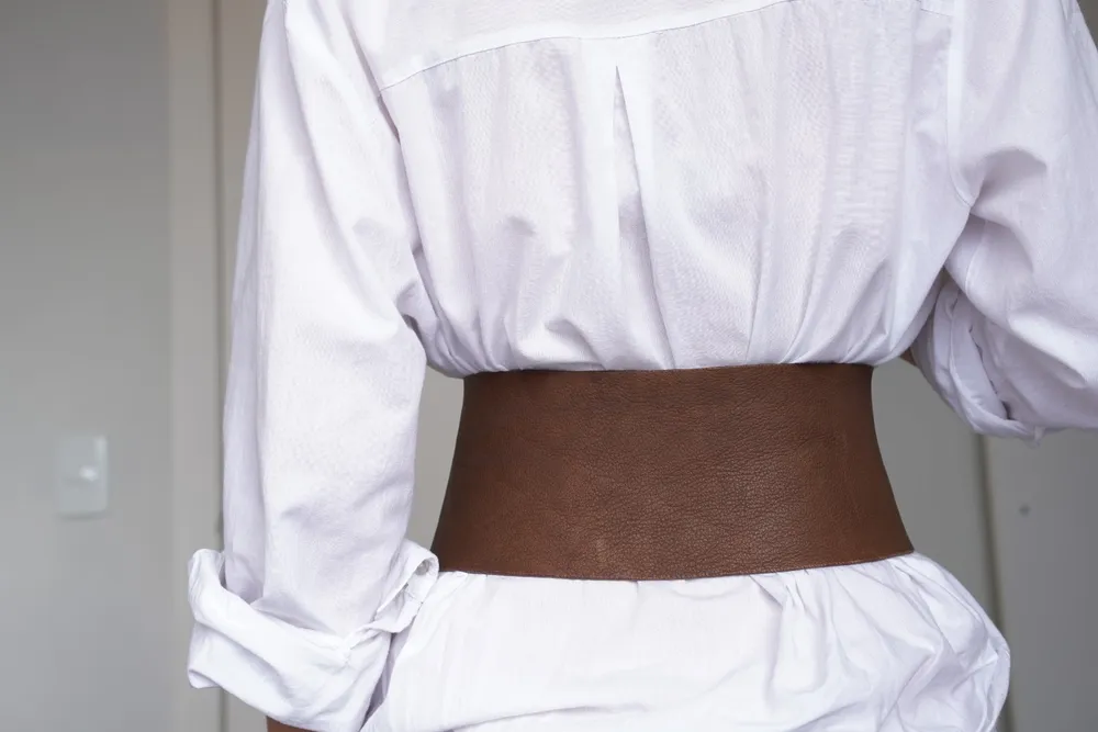 cinto corset de couro legitimo