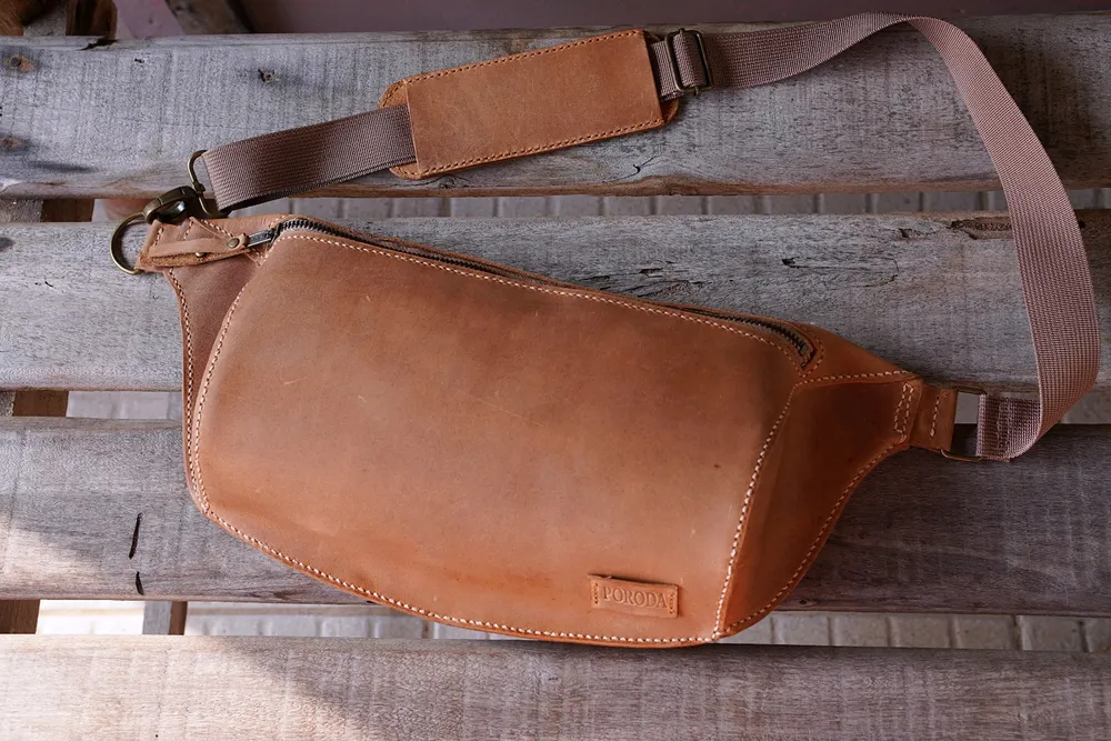 bolsa pochete couro legitimo crazy horse