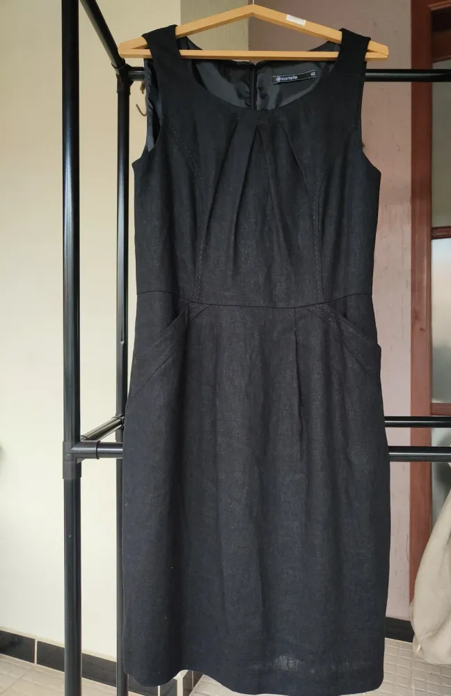 vestido tubinho de linho preto