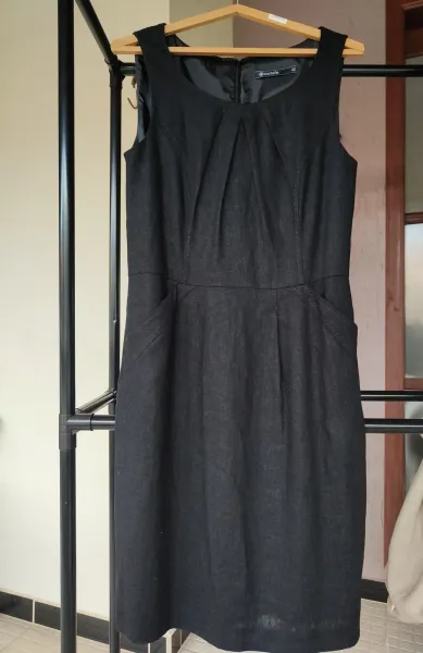 vestido tubinho de linho preto