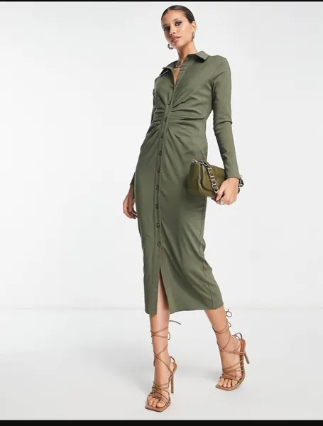 vestido chemise novo asos midi verde g