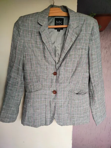 Blazer de linho puro xadrez