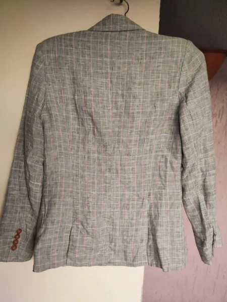 Blazer de linho puro xadrez