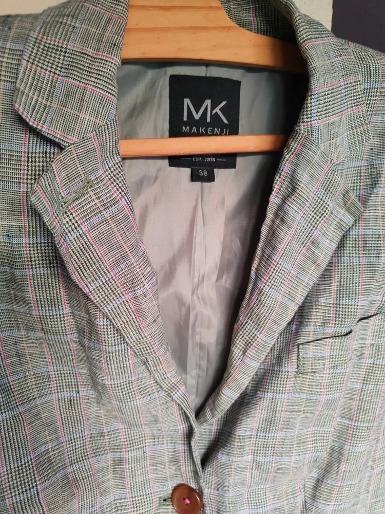 Blazer de linho puro xadrez