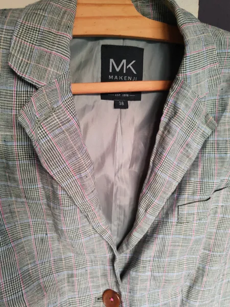 Blazer de linho puro xadrez