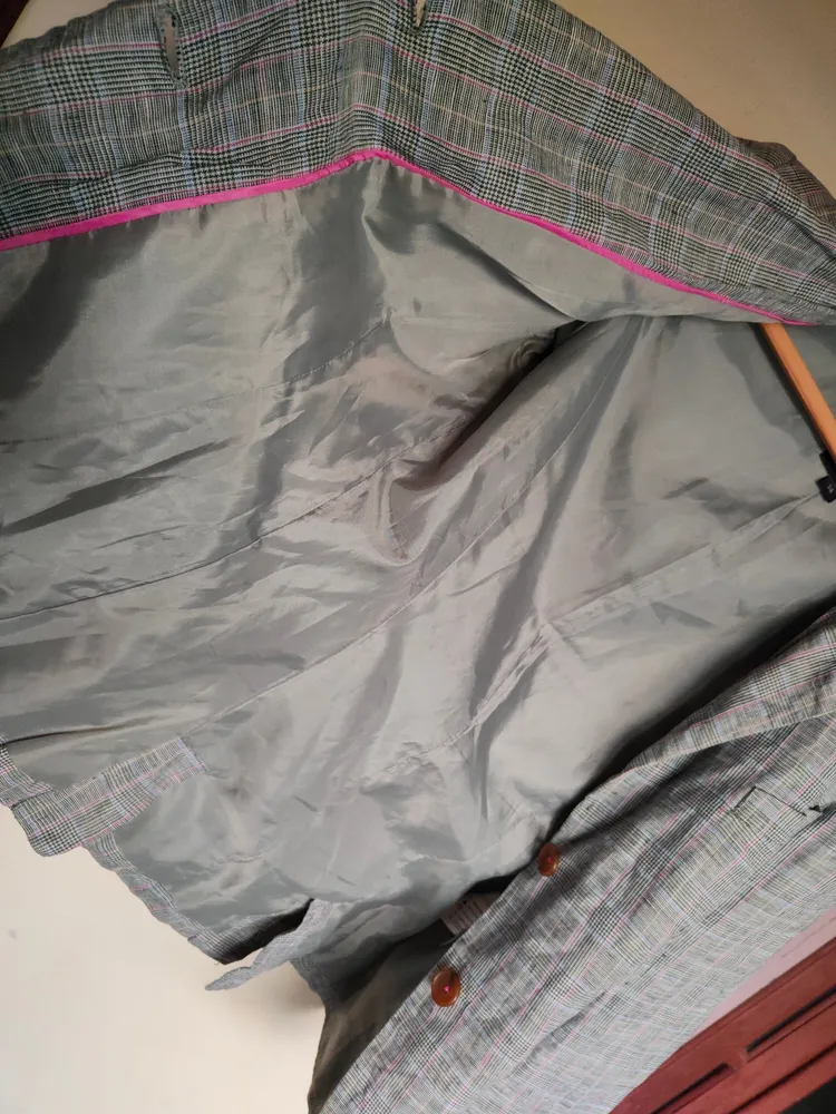 Blazer de linho puro xadrez