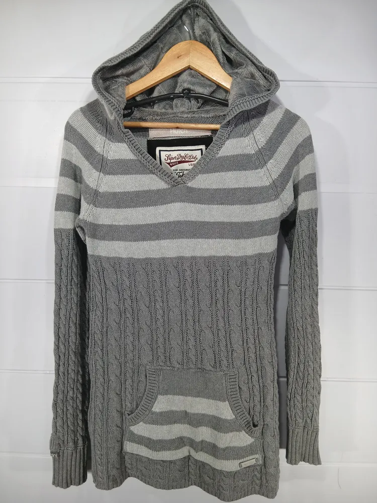 moletom superdry cinza listrado m