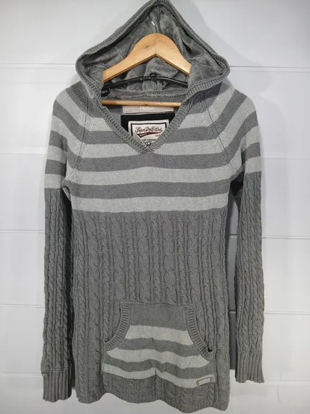 moletom superdry cinza listrado m