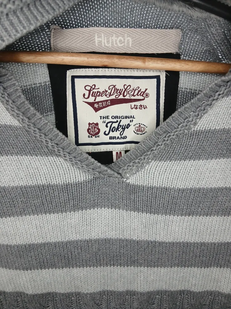moletom superdry cinza listrado m