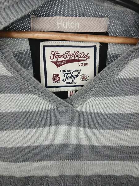 moletom superdry cinza listrado m